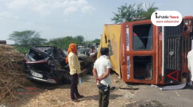 भीषण अपघात: भरधाव कंटेनरने दोन कारला उडवले; पुण्यातील तीन भाविकांचा जागीच मृत्यू