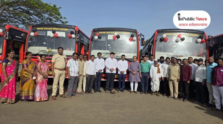 नवीन एस.टी.बसेसचा लोकार्पण आमदार डॉ.बाबासाहेब देशमुख यांच्या उपस्थितीत पार पडला
