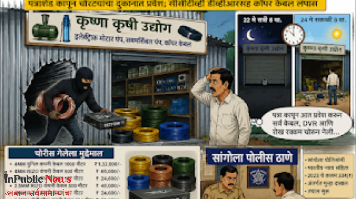 सांगोल्यात कृषी साहित्य दुकानात धाडसी चोरी ३.४६ लाखांचा मुद्देमाल लंपास