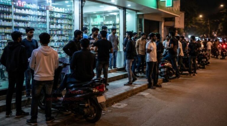 २४ तास सुरू असलेल्या मेडिकल स्टोअर्सबाहेरील रात्रीच्या गर्दीमुळे नागरिक त्रस्त; प्रशासनाच्या हस्तक्षेपाची मागणी