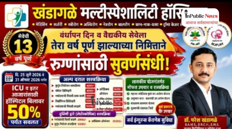 खंडागळे मल्टीस्पेशालिटी हॉस्पिटलचा वर्धापन दिन विशेष; अल्प दरात शस्त्रक्रिया, मोफत उपचार योजना आणि ५०% पर्यंत सवलत!