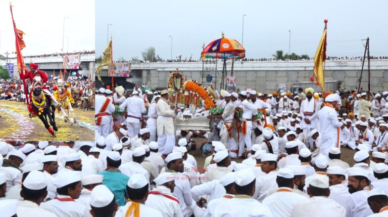 संत ज्ञानेश्वर माऊलींच्या पालखीचे दुसरे गोल रिंगण भक्तीमय वातावरणात संपन्न; ‘ज्ञानोबा-माऊली च्या जयघोषाने परिसर दुमदुमला