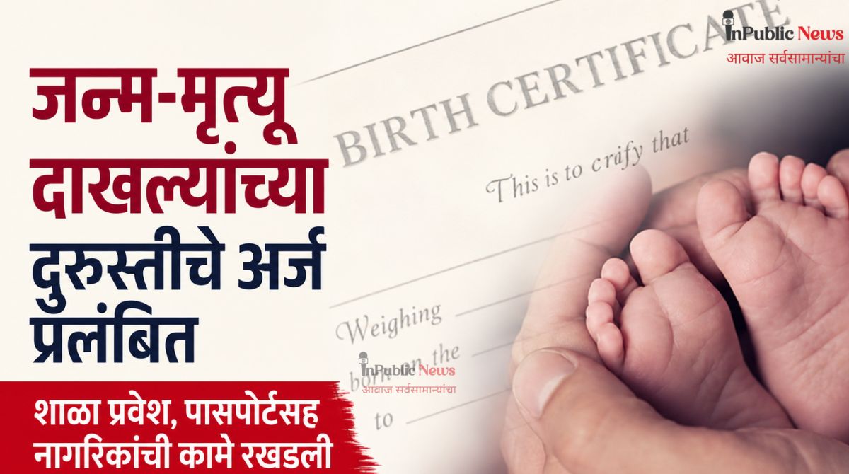 जन्म-मृत्यू दाखल्यांच्या दुरुस्तीचे  अर्ज प्रलंबित शाळा प्रवेश, पासपोर्टसह नागरिकांची कामे रखडली