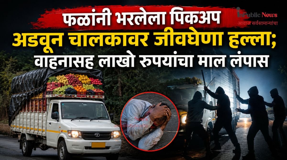 फळांनी भरलेला पिकअप अडवून चालकावर जीवघेणा हल्ला; वाहनासह लाखो रुपयांचा माल लंपास