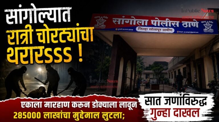 सांगोल्यात रात्री चोरट्यांचा थरारsss ! ; एकाला मारहाण करून डोक्याला लावून 285000 लाखांचा मुद्देमाल लुटला; सात जणांविरुद्ध गुन्हा दाखल