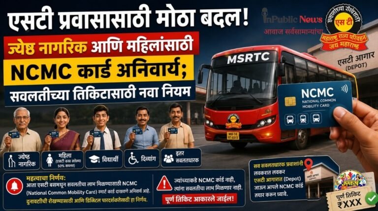एसटी प्रवासासाठी मोठा बदल! ज्येष्ठ नागरिक आणि महिलांसाठी NCMC कार्ड अनिवार्य; सवलतीच्या तिकिटासाठी नवा नियम
