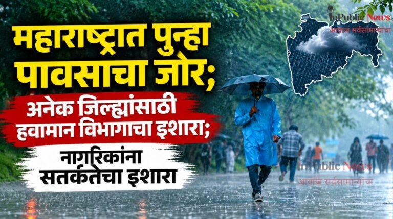 महाराष्ट्रात पुन्हा पावसाचा जोर;  अनेक जिल्ह्यांसाठी हवामान विभागाचा इशारा; नागरिकांना सतर्कतेचा इशारा