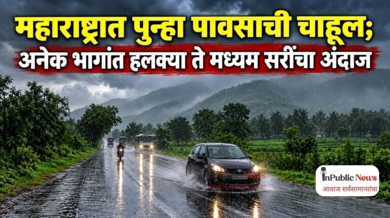 महाराष्ट्रात पुन्हा पावसाची चाहूल; अनेक भागांत हलक्या ते मध्यम सरींचा अंदाज