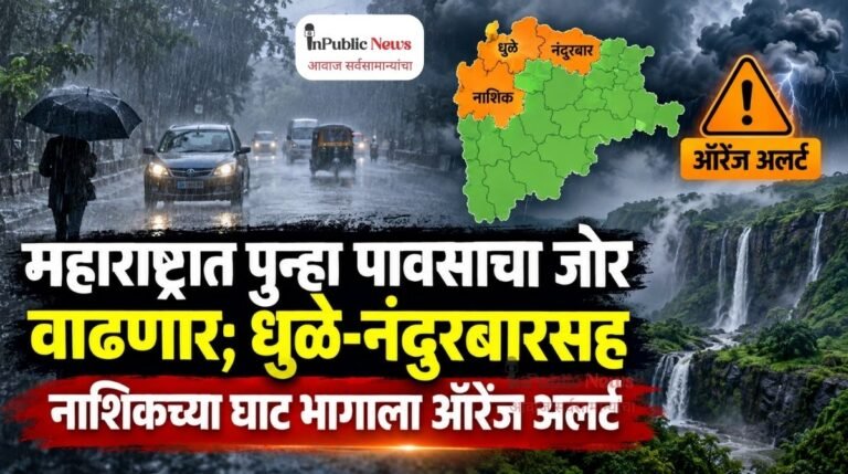 महाराष्ट्रात पुन्हा पावसाचा जोर वाढणार; धुळे-नंदुरबारसह नाशिकच्या घाट भागाला ऑरेंज अलर्ट