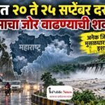 राज्यात २० ते २५ सप्टेंबर दरम्यान पावसाचा जोर वाढण्याची शक्यता