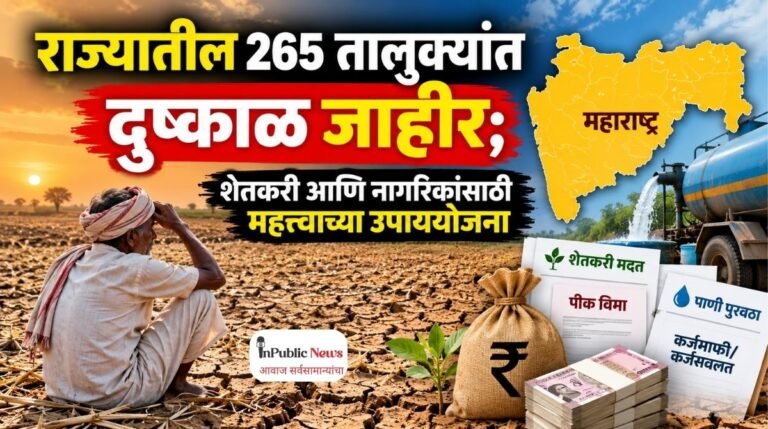  राज्यातील 265 तालुक्यांत दुष्काळ जाहीर; शेतकरी आणि नागरिकांसाठी  महत्त्वाच्या उपाययोजना